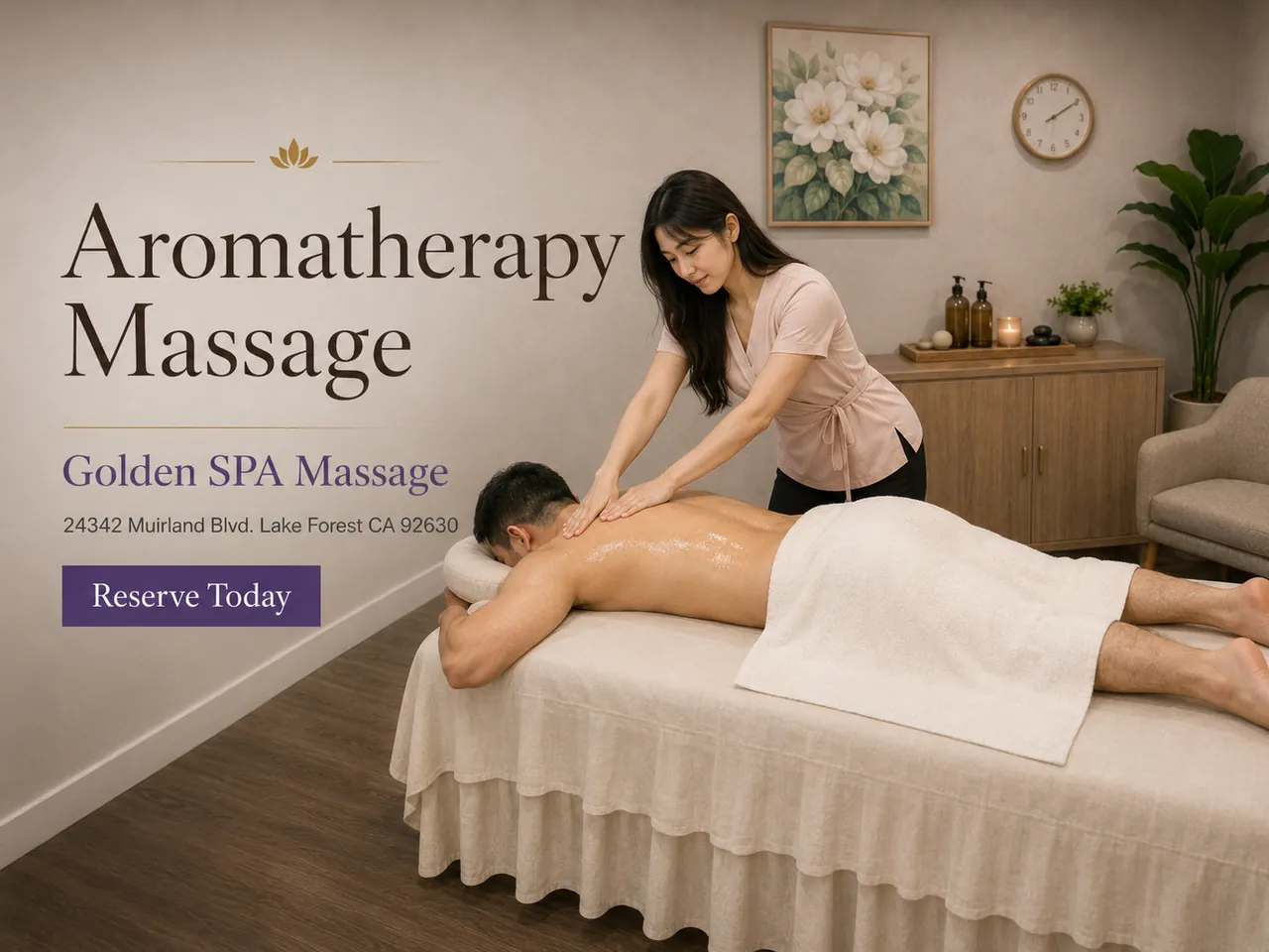 Aromatherapy Massage at Golden SPA Massage near Portola Hills, CA