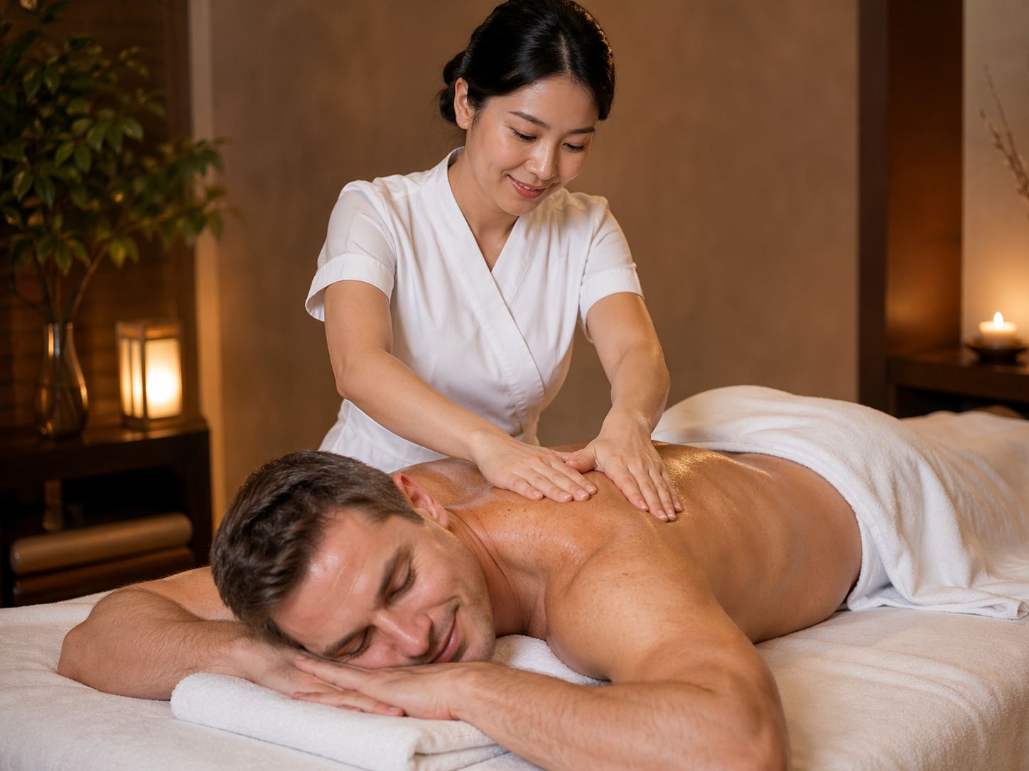 Calm evening massage session at Golden SPA in Lake Forest CA — after-work unwind