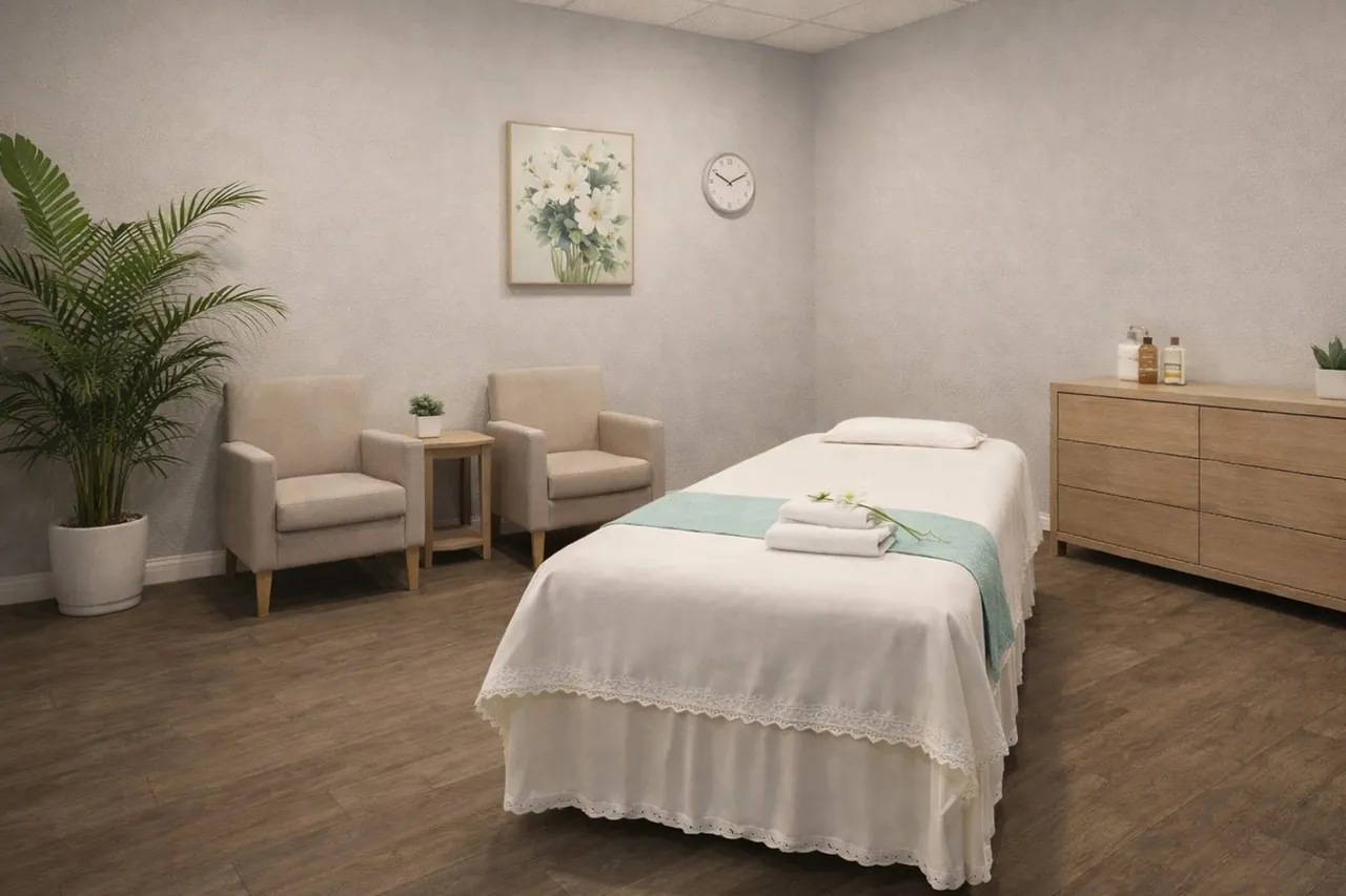 Comfortable, private massage room at Golden SPA Massage near Aliso Viejo, CA
