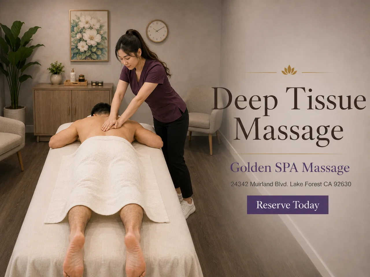 Deep Tissue Massage in Lake Forest, CA at Golden SPA Massage