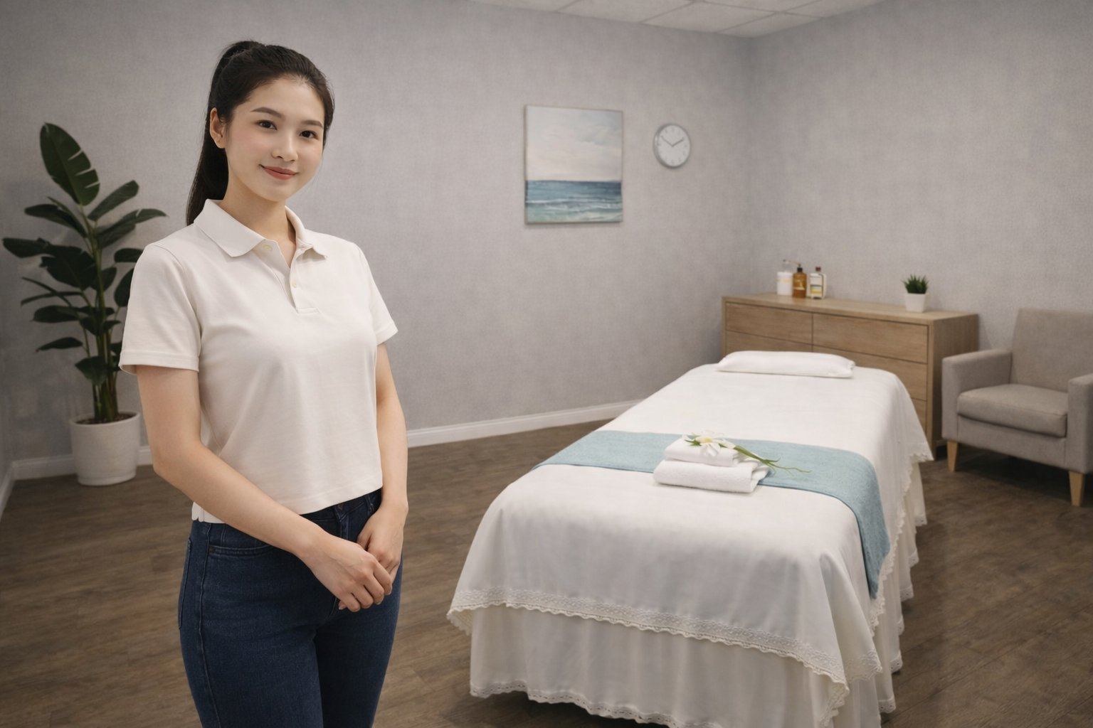 Calm private treatment room ready for a Relaxation Massage at Golden SPA Lake Forest
