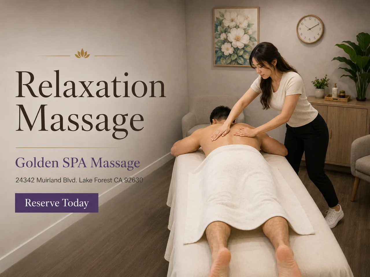 Relaxation Massage at Golden SPA Massage near Portola Hills, CA
