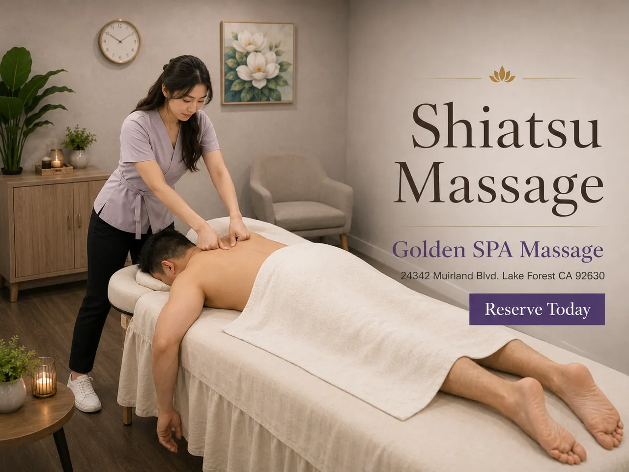 Shiatsu Massage in Lake Forest, CA at Golden SPA Massage