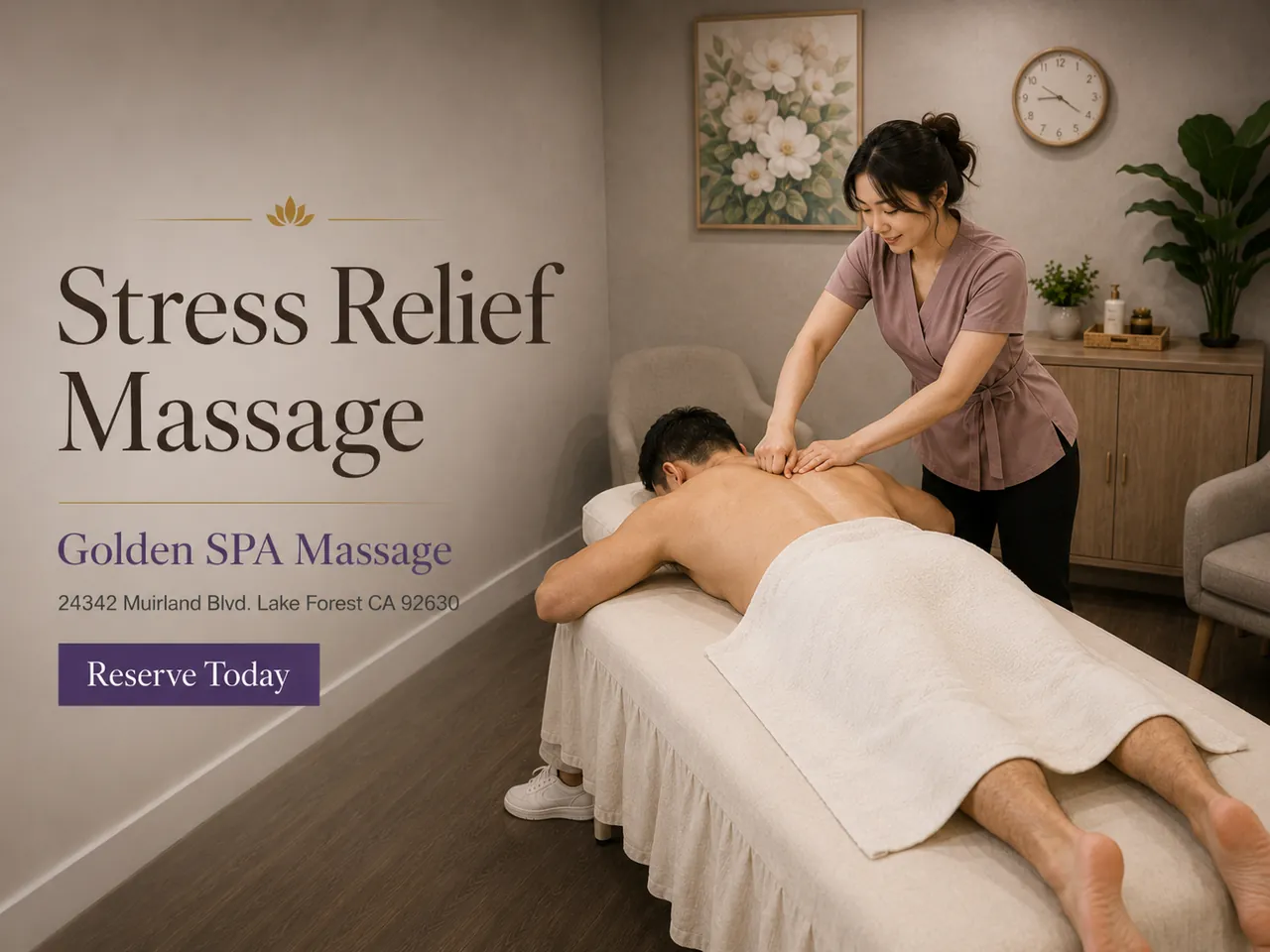Stress Relief Massage in Lake Forest, CA at Golden SPA Massage