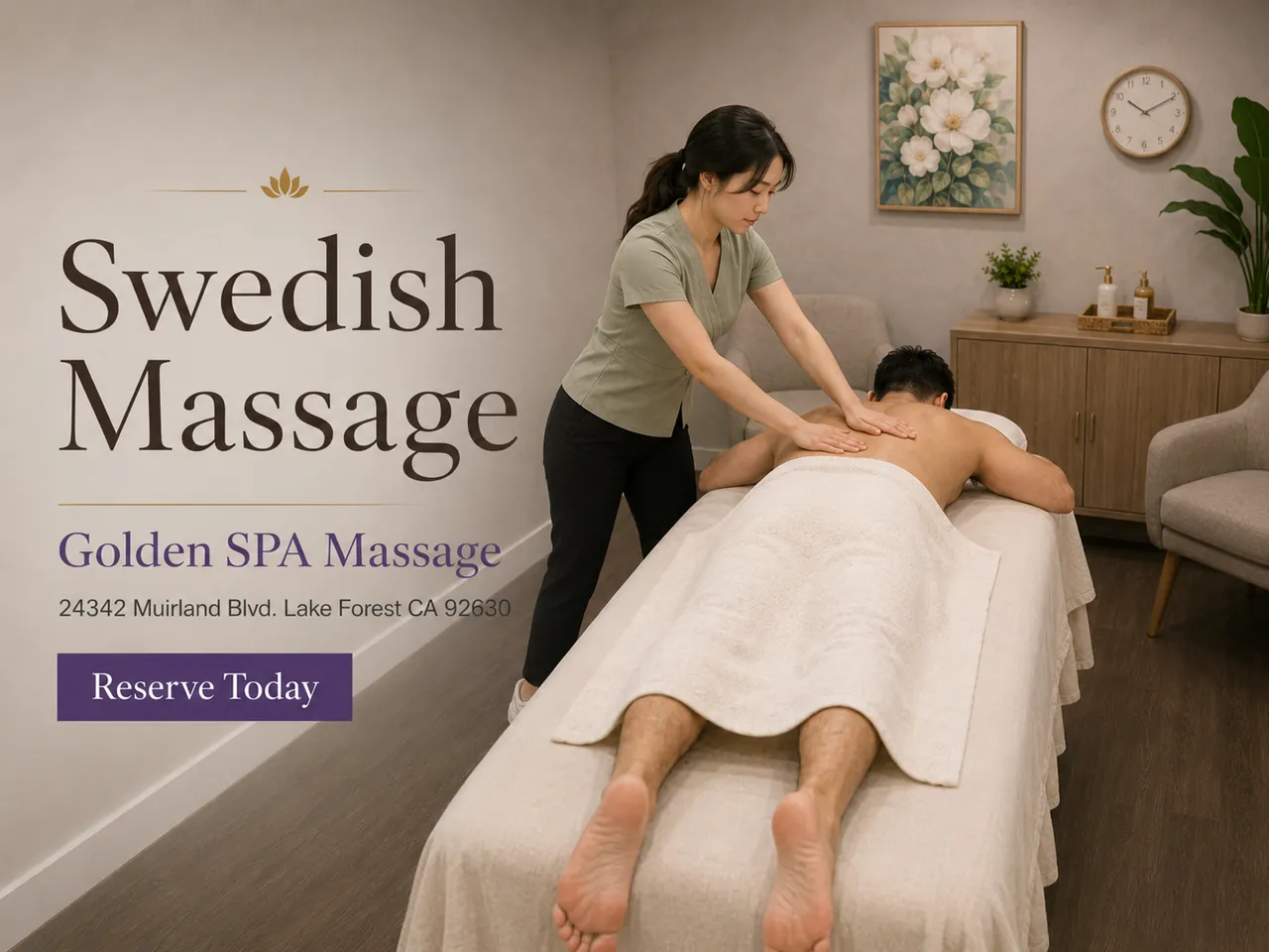 Swedish Massage at Golden SPA Massage near Laguna Woods, CA